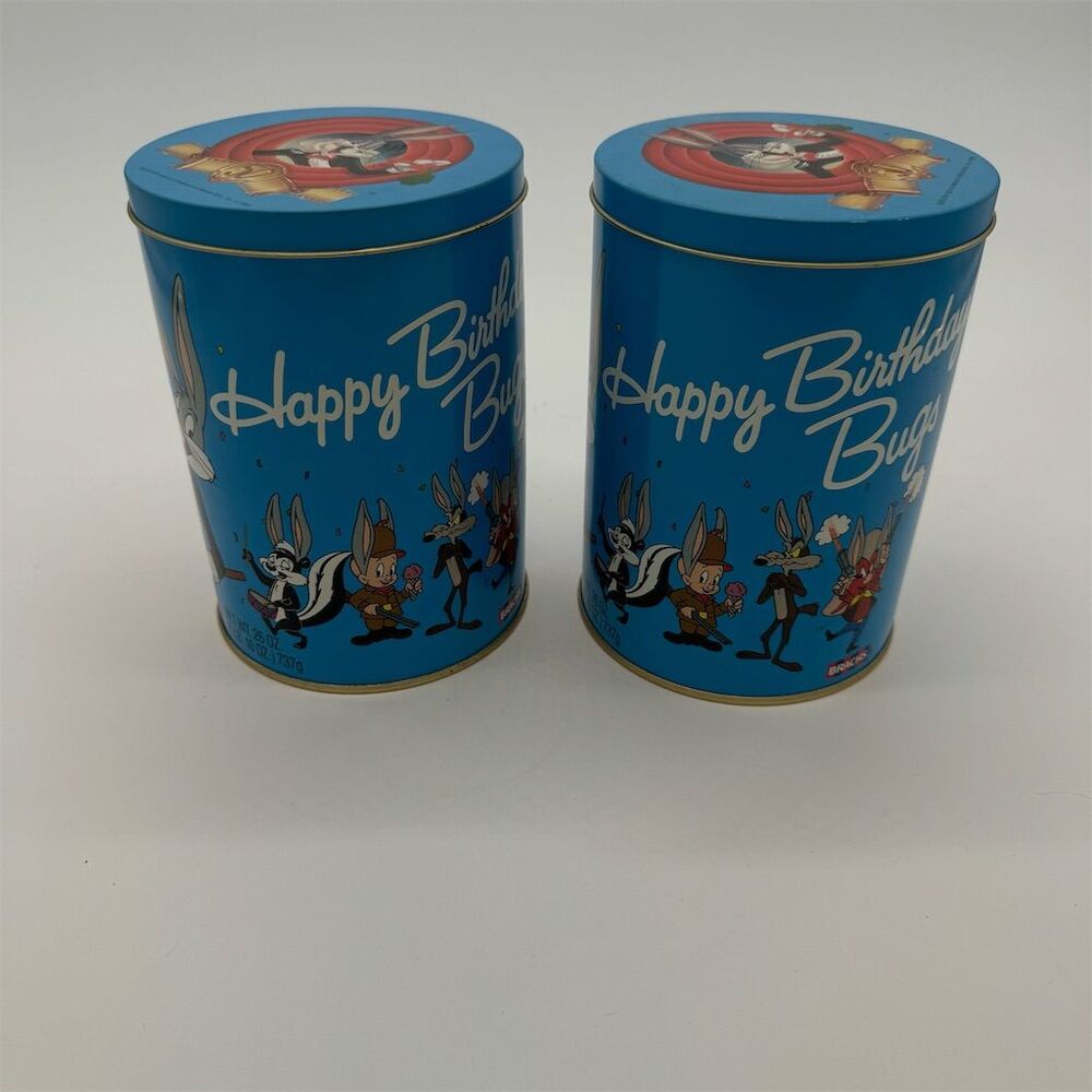 Vintage 1989 Looney Tunes Bugs Bunny 50th Birthday Metal Tin Container